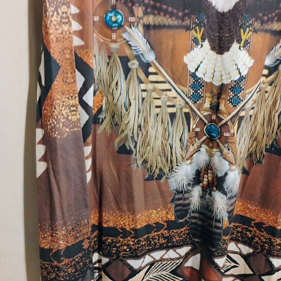 Brown and Tan Graphic Long Sleeve Blouse - Picture 12 of 12